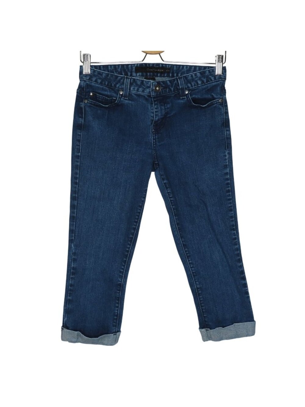 Calvin Klein Women 27 4 Blue Roll Cuff Denim Jean Crop Cropped Pants Cotton